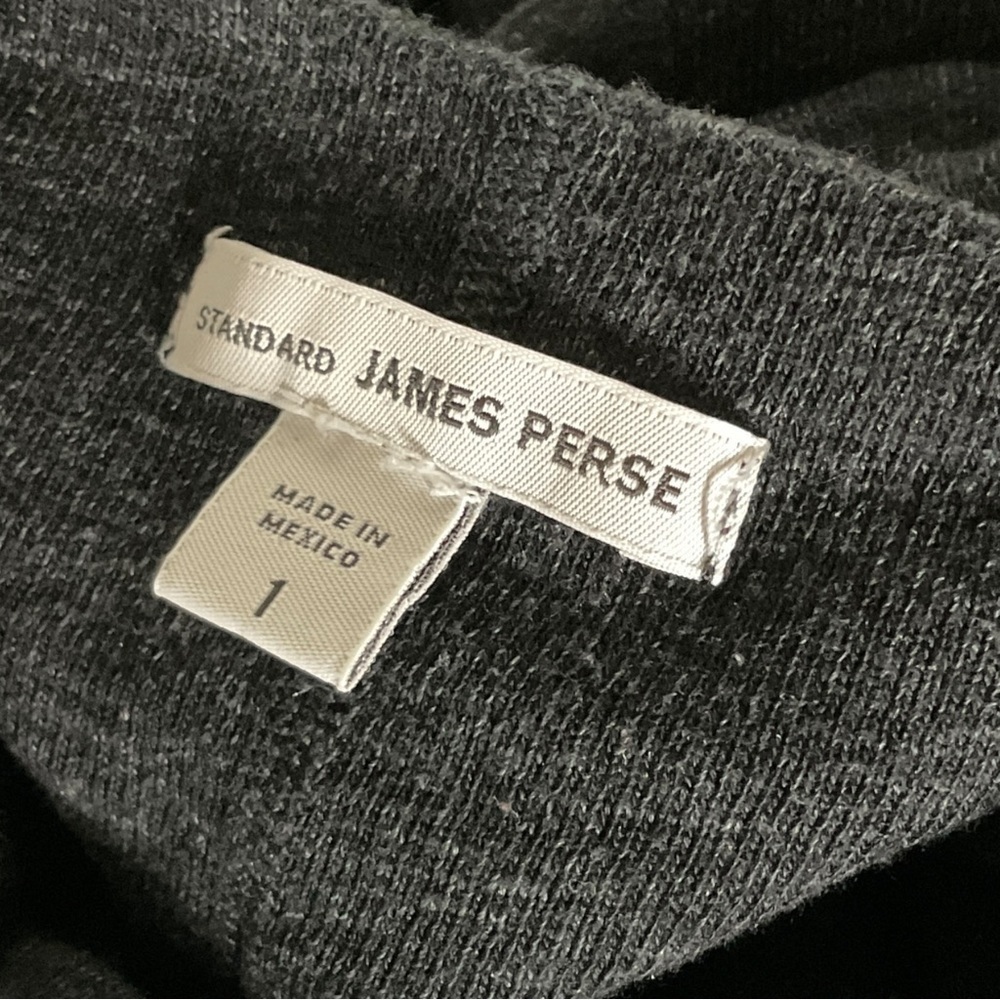 James Perse Knit Sweater Dress Sz S Wide Neck Bodycon Minimalist Gray - Picture 10 of 12